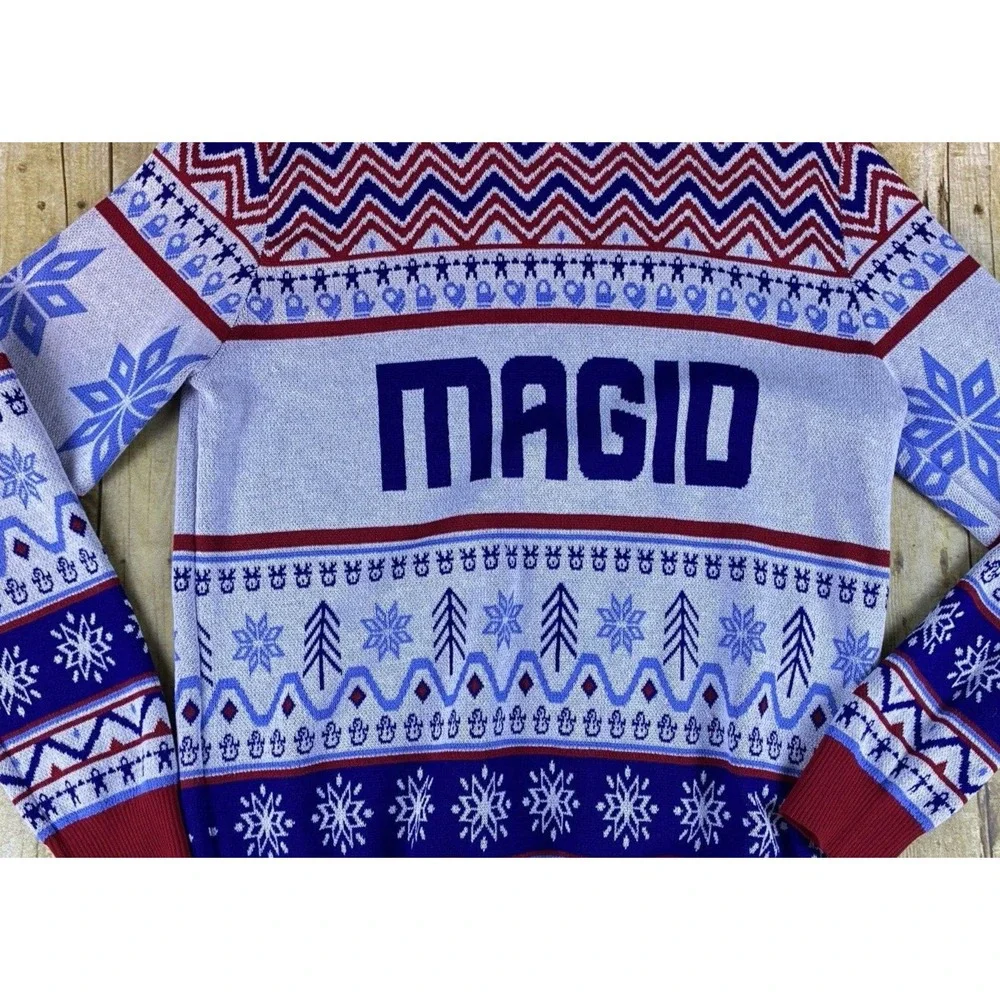 Magid Safety Ugly Christmas Sweater Unisex Size Large Holiday‎ Sweater Red Blue